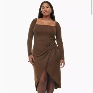 Aritzia Saturn Longsleeve Midi Dress in Cocoa Bean